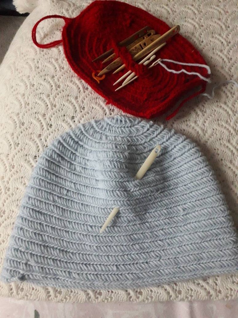Ice Blue Winter Nalbinding Viking Hat