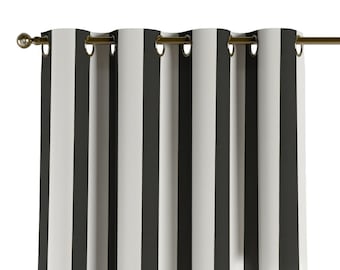 Vorhang / Schal - Schwarz/Weiß Blockstreifen | Gardine | Fenstervorhang | Flächenvorhang | Ösenschal | Schlaufenschal | Faltenband
