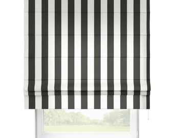 Roman blind - black/white stripes | Custom made | blinds | Darkening | Roller blind for windows | Roller blind | Fabric roller blind | possible without drilling