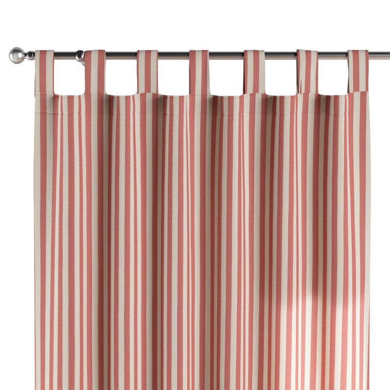 Vorhang Rot/Ecru gestreift individuell angefertigt Gardine, Fenstervorhang, Ösenschal, Schlaufenschal, Faltenband, Ösen, Sichtschutz Bild 4