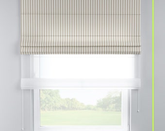 Raffrollo DUO - Beige/Ecru Striped | Custom made | Visual protection | Darkening | Window Decoration | Rollo | Fabric rollerblind | Blind