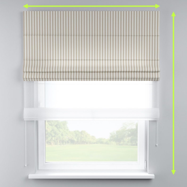 Raffrollo DUO Beige/Ecru Striped Hecho a medida Protección visual Oscurecimiento Decoración de la ventana Rollo Patiguera de tela Ciego imagen 1