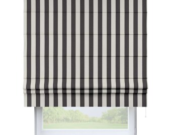 Raffrollo - Anthracite/Ecru Block Strips | Custom-made | Privacy screen | Blackout | Roller blind| Fabric roller blind| | blind possible without drilling
