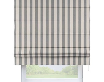 Raffrollo - Grey/Ecru block stripes | Custom-made | Privacy screen | Blackout | Roller blind| Fabric roller blind| | blind possible without drilling