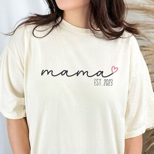 Mama Comfort Colors Shirt, Mom Shirt, Personalized Mama Est T-Shirt, Custom Mothers Day Gift for Mom, Pregnancy Gift, Simple Mama To Be Tee