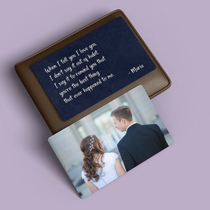 Carte de correspondance de portefeuille personnalisée recto-verso - Insertion de note de portefeuille personnalisée - Note d'amour de portefeuille - Insert de portefeuille - Cadeau pour le marié - Cadeau pour mari