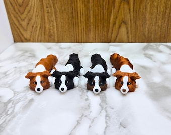 Gelede speelgoed border collie, sleutelhanger border collie, cadeau eigenaar border collie, minnaar border collie, kleine border collie bureau plank decor