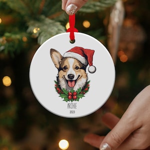Pembroke Welsh Corgi ornament, gepersonaliseerd Pembroke Welsh Corgi kerstornament, Corgi minnaar cadeau, Corgi kerstcadeau