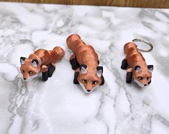 Scharnierende Fox Fidget Toy, Fox Sleutelhanger, Gelede Fox Beeldje, Fox Sculptuur Speelgoed, Schattige Fox Toy, Fox Lovers, Fox Desk Decor Gift
