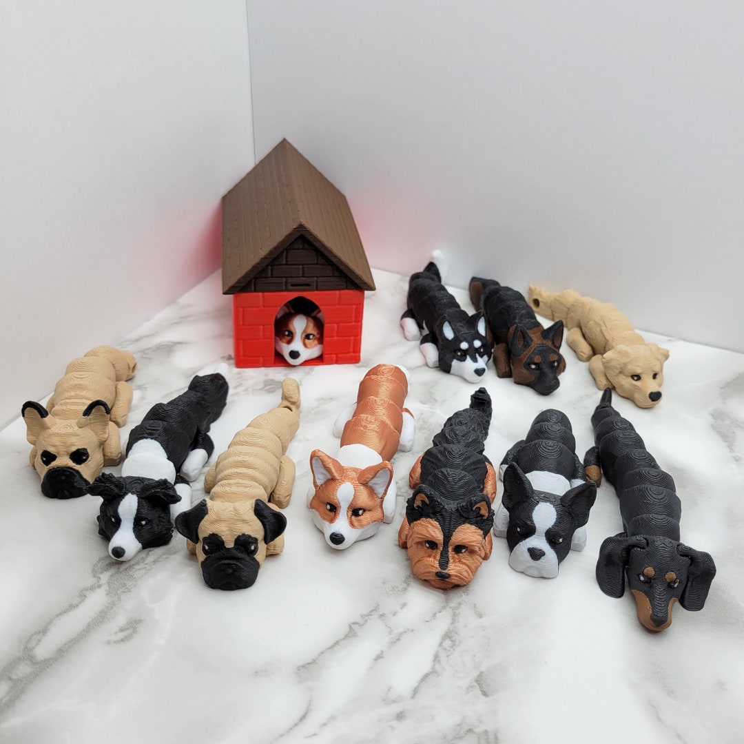 Dog Flexi Toy, Flexible Dog Keychain, Articulated Dog Fidget