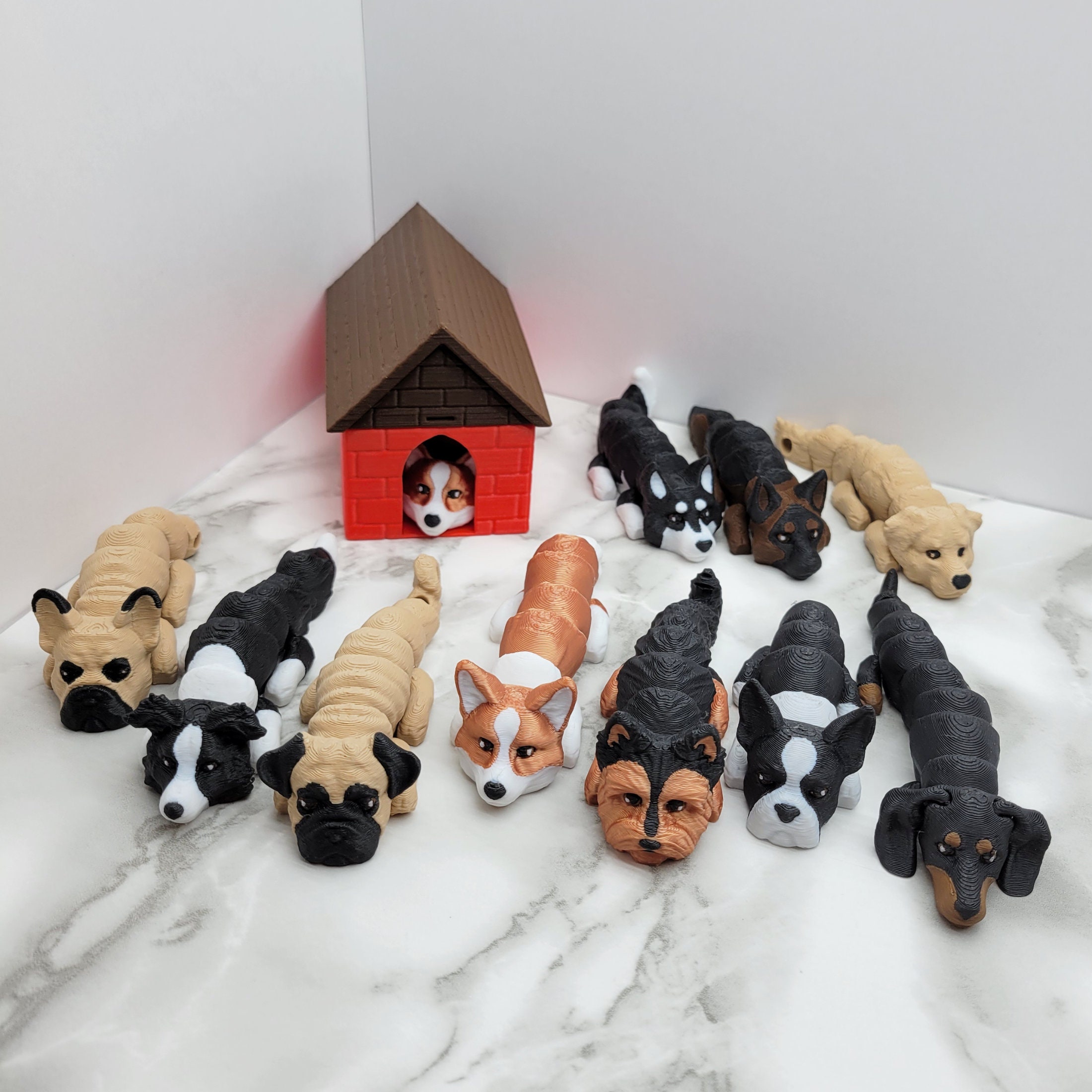 Dog Flexi Toy, Flexible Dog Keychain, Articulated Dog Fidget