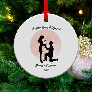 Custom Engaged Ornament, Personalized Engaged Christmas Gift, Personalised Engagement Ornament, Engagement Present, Engagement Keepsake