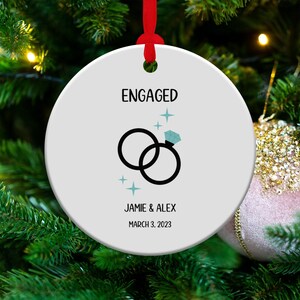 Custom Engaged Ornament, Personalized Engaged Christmas Gift, Personalised Engagement Ornament, Engagement Present, Engagement Keepsake