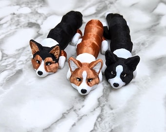 Corgi Dog Flexi-speelgoed, flexibele Corgi-sleutelhanger, gelede Corgi Fidget, Corgi moedercadeau, Pembroke Corgi, vest Corgi, driekleurige Corgi Flexi