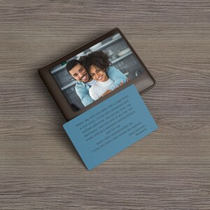 Carte de correspondance de portefeuille personnalisée recto-verso - Insertion de note de portefeuille personnalisée - Note d'amour de portefeuille - Insert de portefeuille - Cadeau pour le marié - Cadeau pour mari