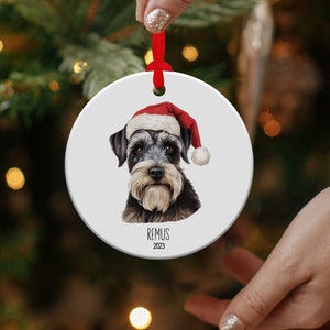 Personalized Miniature Schnauzer Ornament, Mini Schnauzer Name Christmas Ornament, Custom Schnauzer Gift, Miniature Schnauzer Keepsake,