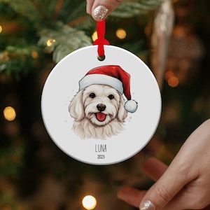 Maltese Ornament, Maltese Christmas Ornament, Dog Ornament, Personalized Dog Ornament, Dog Christmas Gift, Maltese Gift for Dog Lover