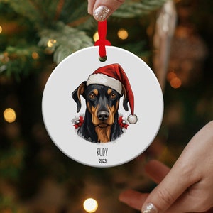 Doberman Pinscher Ornament, Dog Ornament, Dog Christmas Ornament, Pets Ornament, Pets Lover Gift, Christmas Dog Gift, Glass Ornament
