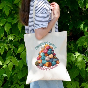 Crochet Tote Bag, Yarn Shopping Bag, Funny Gift for Crafter, Crocheter Gift, Yarn Addict Bag, Gift For Knitter, Cute Knitting Tote Bag
