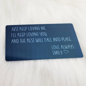 Carte de portefeuille personnalisée - carte de portefeuille imprimée personnalisée - mot d'amour portefeuille - souvenir - insert de portefeuille - cadeau mari petit ami - cadeau de marié