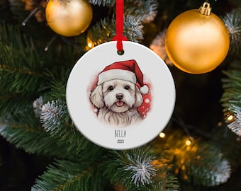 Maltese Name Ornament, Custom Dog Christmas Ornament, Pet Lover Gift, Dog Ornaments, Dog Christmas Ornaments, Maltese Gifts for Dog Owners