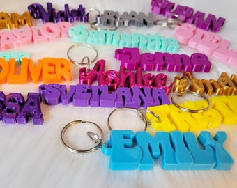 Name Keychain - Personalized Key Ring - 3d Printed Custom Name Charm - Bag Tag - Backpack Name Tag - Name Tag - Party Bag Filler -Small Gift