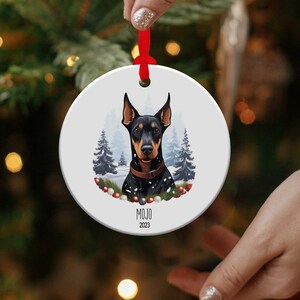 Doberman Pinscher Ornament, Personalized Dobbie Name Ornament, Doberman Christmas Ornament, Dog Lover Gift, Custom Dog Christmas Ornament