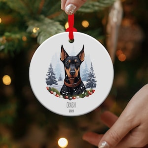 Doberman Pinscher Ornament, Doberman Christmas Ornament, Doberman Dog Ornament, Doberman Gift, Dog Breed Ornament, Personalized Dog