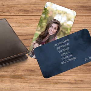 Carte portefeuille personnalisée, Carte portefeuille recto-verso, Insertion photo personnalisée pour portefeuille, Mot d'amour pour portefeuille, Cadeau du marié, Cadeau pour mari, Cadeau pour la Saint-Valentin