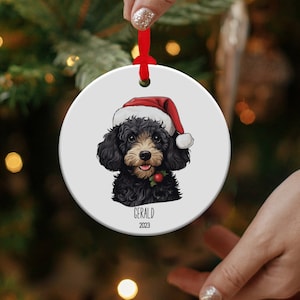Dark Poodle Ornament, Personalized Dog Christmas Ornament, Black Poodle Ornament, Dog Lover Gift for Dog Mom, Pet Ornament