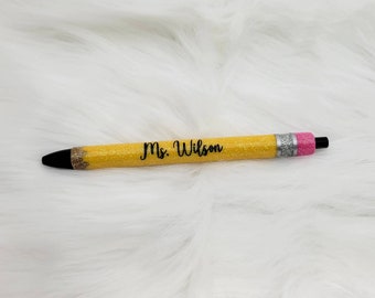 Teacher Pen - Glitter Pencil Pen - Teacher Name Pen - Teacher Gift - Personalized Teacher Pen - Teacher Appreciation -