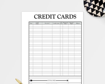 Credit Card Payment Tracker, Debt Payoff, Monthly Credit Card Payments, Amount Due, Amount Paid, Type/Write in, Not a Spreadsheet, #108