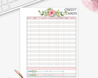 Credit Card Payment Tracker, Debt Payoff, Monthly Credit Card Payments, Amount Due, Amount Paid, Type/Write in, Not a Spreadsheet, #105