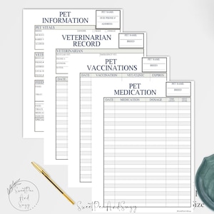 Pet Info Bundle, Pet Care, Pet Sitter, Veterinarian Record, Vaccinations, Medications ~ Vital Information about your pet.#101