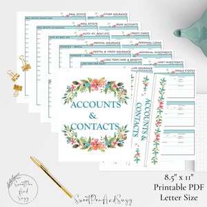 Accounts & Contact Information Forms, Just in Case, Extensive Account Catagories, In case of emergency or life event, have this ready.#104