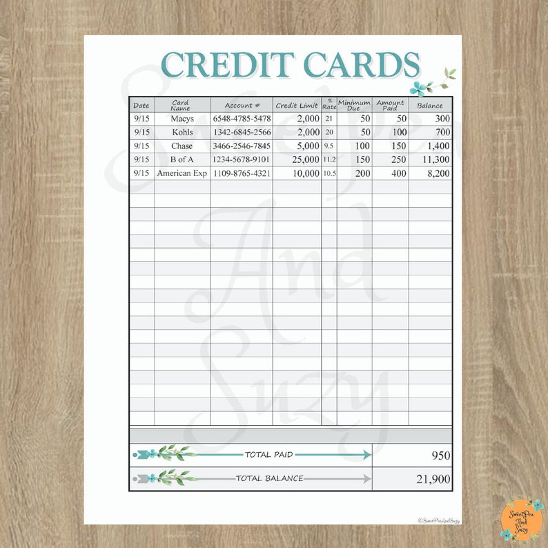 Credit Card Payment Spreadsheet Template