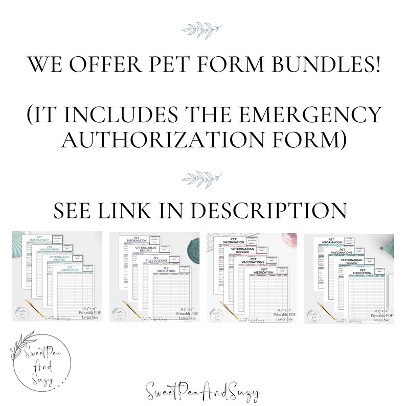 Pet Care Emergency Authorization Form, Pet Care, Pet Sitter, House ...