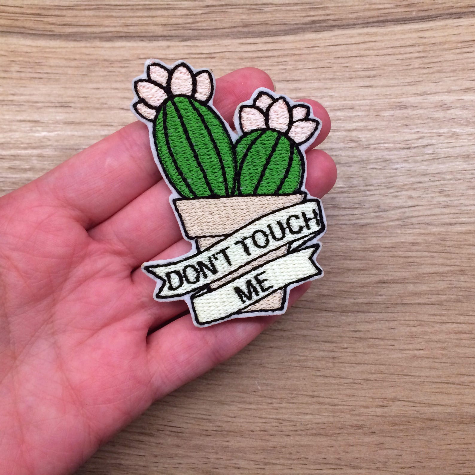 Cactus Introvert Flowers Don't Touch Me Patch Iron On Sew Etsy