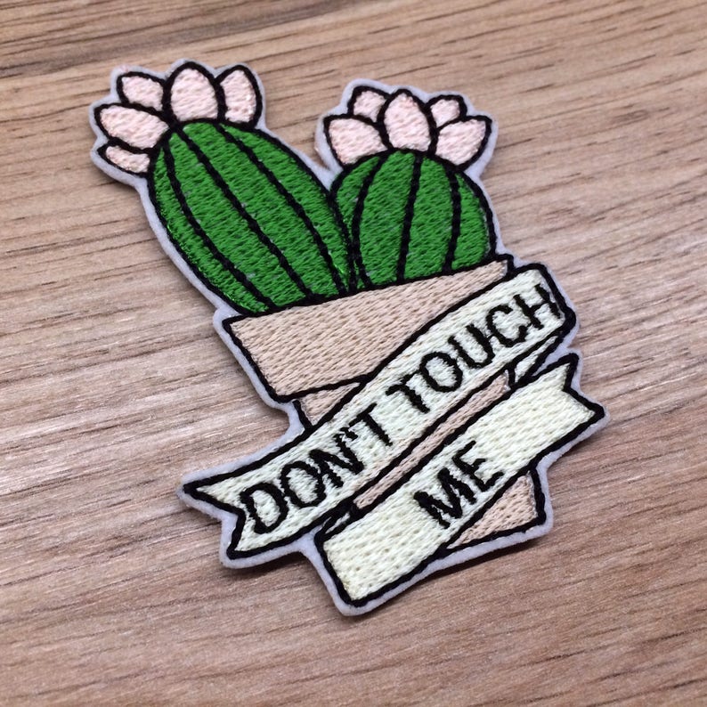 Cactus Introvert Flowers Don't Touch Me Patch Iron On Sew ...