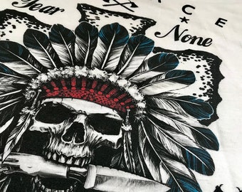 American Indian T-Shirt Native Apache Headress Tomahawk Aztec Mayan Geronimo Sitting Bull Western Cowboy Texas Oklahoma Arizona Tribe