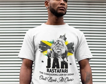 Reggae T-shirt Jah Rastafari Haile Selassie I Jamaican Trinidadian Rastafarian Judah Rasta Lion Ganja African Roots Marijuana Sensi Herb