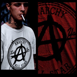 Anarchy T-Shirt Punk Rocker Rebel Life Men Cotton Tee