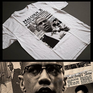 Malcolm X T-Shirt By Any Means Necessary Collage Malik El Shabazz Black History Month Tee
