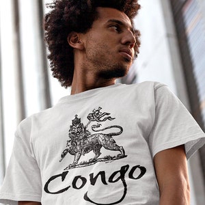Reggae T-Shirt Congo Natty Haile Selassie I Jah Rastafari Conquering Lion Jamaican rasta Men Cotton Tee