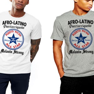 Puerto Rico T-Shirt Afro-Latino Puerto Rican Star Pride Boricua Taino Melanin Strong Cotton Tee II