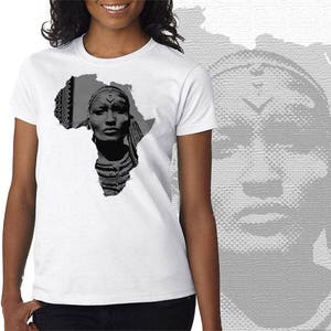 Afrika Karte T-Shirt Krieger und Tribal Muster afrikanischen Frauen T-Shirt aus Baumwolle