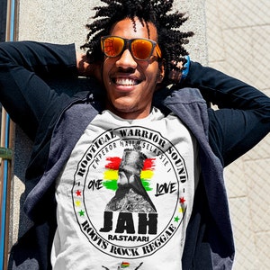 Reggae T-shirt Jah Rastafari Haile Selassie I Jamaican Rastafarian Judah Lion Ganja African Roots Marijuana Sensi Herb Caribbean Vibe