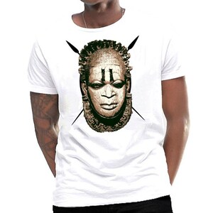 Afrikanische Maske T-Shirt Tribal African Map Reggae Farben Baumwolle Tee