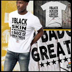 Schwarzer Geschichtsmonat Weißes T-Shirt Afrikanische Karte Kemetic Marcus Garvey Black Panther Huey P Newton Malcolm X Angela Davis Afrika Melanin