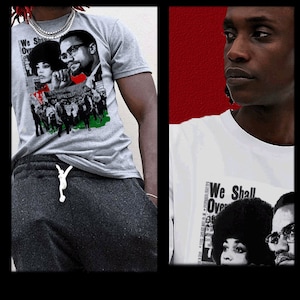 Camiseta do Mês da História Negra Malcolm X Angela Davis Ícones dos Direitos Civis Protesto Marcus Garvey Huey P Newton Nat Turner Mentalidade do Orgulho Negro